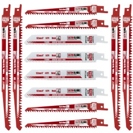 Saxton RPR12MXPRO Professional Range Bi-Metal M42 with 8% Cobalt & Chromium Vanadium Steel Reciprocating Saw Blade Wood Metal Plastic Heavy Duty – Pack of 12