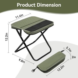 fanivshi Camping Stool 2 Pack,13.5 Inch Collapsible Folding Portable Retractable Telescoping Foldable Stool for Adults Outdoor Camping Fishing Hiking Carrying Straps(Green).