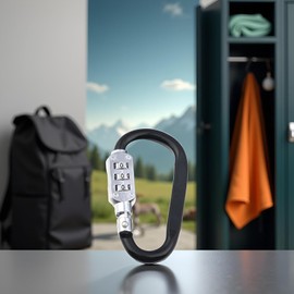 1Pc Black Small 3-Digit Combination Locking Carabiner Clip Hook - Password Resettable Keyless Padlock Key Chain Buckle for Backpack Outdoor Travel Combination Padlocks