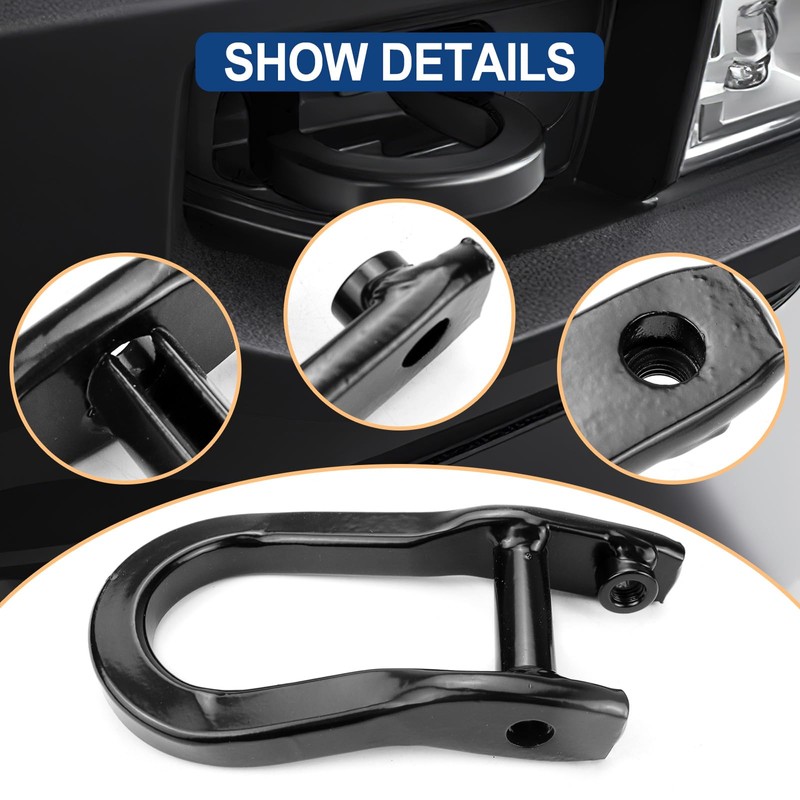 Front Tow Hooks Ring Compatible with 2007-2019 Chevy Silverado GMC