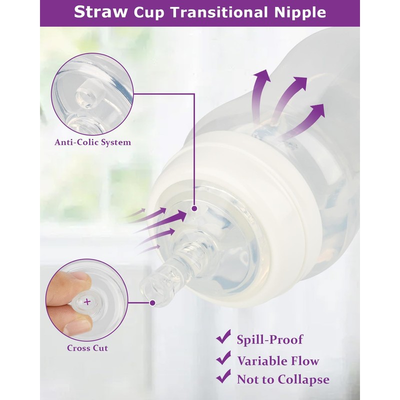 Sippy Straw Nipple for Evenflo Balance Plus Wide Neck Baby