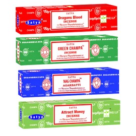 Alaysom Satya Nag Champa White Sage Incense Sticks - Multi-Packs Fine Quality Incense Sticks for Purification, Relaxation, Meditation (4 Pack - Good Vibes)