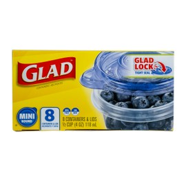 Glad GladWare Mini Round Food Storage Containers with Lids, Small BPA Free Reusable Plastic Snack Containers with Lock Tight Seal for Lunch, Portion Control, and On the Go, 4 Oz, 8 Count