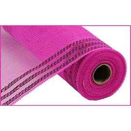 Craig Bachman 10.5" Border Stripe Metallic Mesh: 10 Yards (Hot Pink, Hot Pink Foil) Craft Floral Arrangement Wreath Making Mesh Ribbon