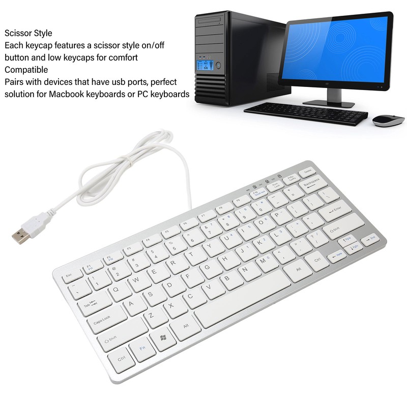 USB Wired Keyboard 78 Scissor Keys 13 Shortcut LED Indicator
