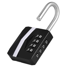 ZHEGE Combination Padlock for Gym Locker, [2023 New Version] 4 Digit Code Padlocks Outdoor Heavy Duty Waterproof for Fence Shed Gate, White Number Lock for School Locker, Toolbox (Black, 1 Pack)