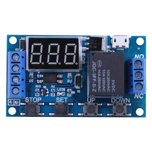 Automation relay, DC 6V-30V digital delay timer, timer switch module, 5V micro Usb LED display, interface is clear, simple and powerful, easy to understand