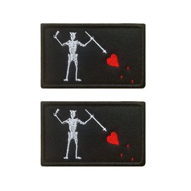 Antrix Patch of 2 Pack Black Beard Pirate Edward Military Badge Emblem Patch Hook & Loop Tactical Pirate Flag Patch for Hats Vest Backpack Pouch