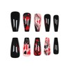Black Red Heart Press on Nails Valentine's Day Fake Nails,