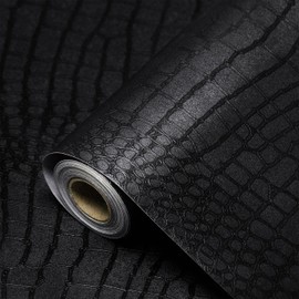 Black Wallpaper Peel and Stick Wallpaper Black Self Adhesive Wallpaper Vintage Removable Wallpaper 15.7"x78.8" Textured Wallpaper Dark Black Contact Paper for Bedroom Cabinets and Drawers Vinyl Roll