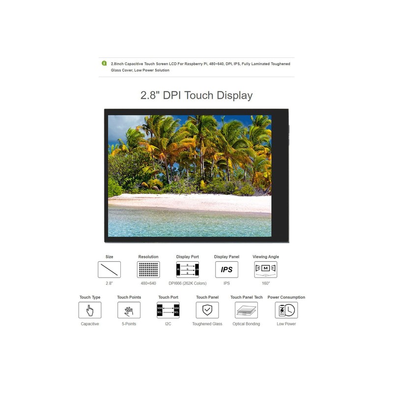 waveshare 2.8inch Screen LCD Compatible with Raspberry Pi 4B/3B+/3B/2B/B+/A+/Zero/Zero W/WH/Zero