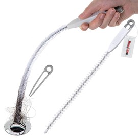 Haojiaho Upgraded Sink Drain Overflow Cleaning Brush, 23.6" Sewer Drain Brush, Bendable Long Pipe Cleaners, Household Sewer Hair Catcher with Cleaning Forceps