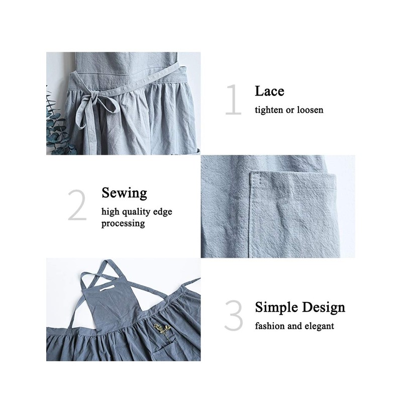 SPDYCESS Aprons Japanese Style Cooking Apron Women with 2 Pockets