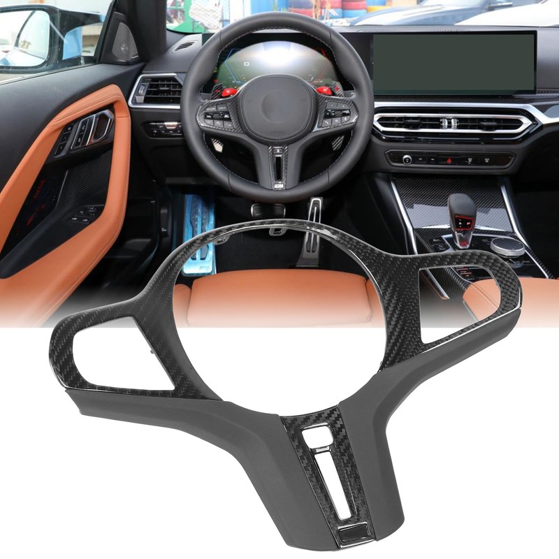 Car Steering Wheel Frame Cover Trim Sticker Decoration Carbon Fiber