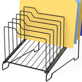 Simple Houseware Organizador de archivos de escritorio de alambre de 9 secciones para documentos, carpetas y correo, color negro