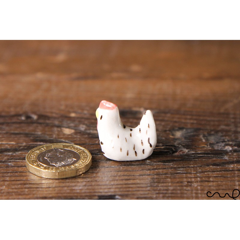 redchocol8® Ceramic Tiny White Chicken Figurines Animals Miniature Outdoor Gift