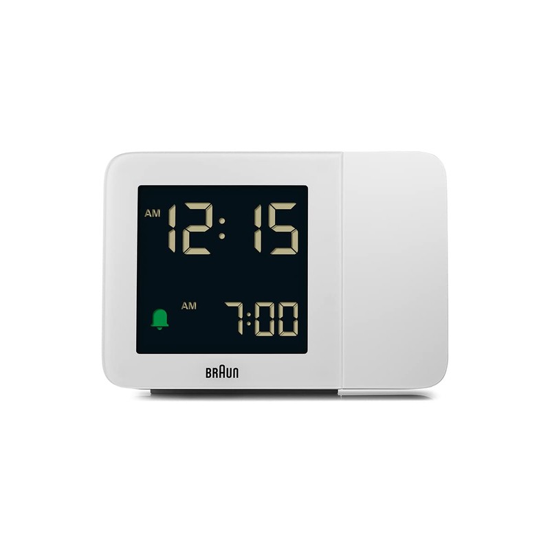 BRAUN/Brown Digital Table Clock, Projection Alarm Clock, BC15W, White, Digital