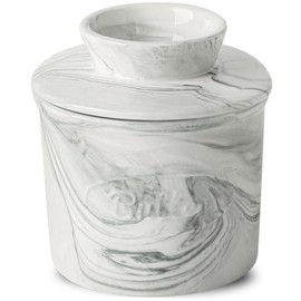 Howise Ceramic Butter Crock, 6 OZ Butter Keeper for Counter, French Butter Dish Big Capacity Grey