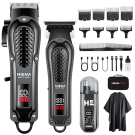 Professional Cordless Hair Clippers for Men, Beard Trimmer & Nose Hair Trimmer Set, Rechargeable Electric Barber Hair Cutting Grooming Kit