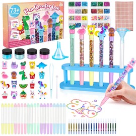 Subao 73+ DIY Glitter Gel Pens Making Kit,Pen Creator Studio,Make Your Own 20 Sparkly Colorful Pens,Creative Arts and Crafts for Kids,Birthday Christmas Gifts for Girls 5 6 7 8 9 10 11 12 Years Old