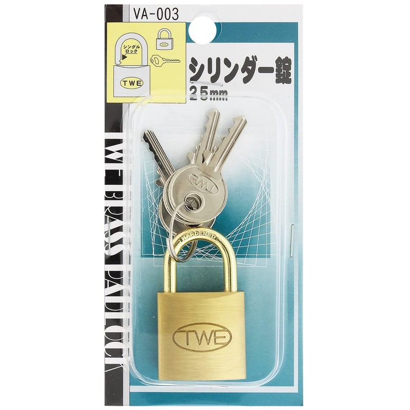 Wake Sangyo TWE Cylinder Lock, Brass, 1.0 inches (25 mm),