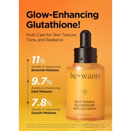 Bewants Skin Brightening Glutathione Serum, Deep Toning Complex for Even Skin Tone – with Vitamin C & Niacinamide 50,000ppm 1.01 fl oz
