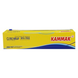 KAMMAK Plastic Wrap Food Cling Wrap with Slide Cutter 15 inch Restaurant Cling Film 2000 Ft Bulk Roll Refillable Food Service Cling Wrap Dispenser Quick Cut Anti-Fog Cling Film for Kitchen