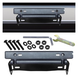 Car License Plate Holder, Universal Adjustable License Plate Frames, Stainless Steel Car Tag Holder with Screws and Nuts, Carbon Fiber Front License Plate Mount Bracket