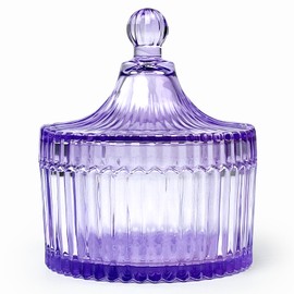 YILUSHENGHUA Colorful Glass Jar With Lid,Powder Puff Container,Jewelry Box,Candy Cookie Jars,Decorative Jar(Purple)