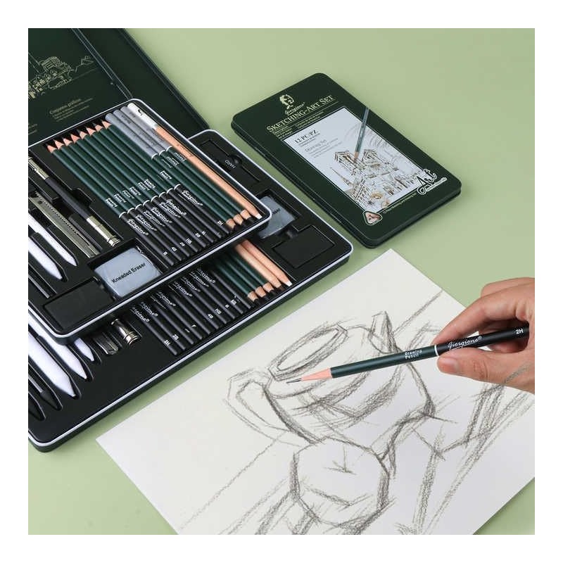 Art Set, 19 Piece Sketch Pencils, Drawing Pencil with Graphite