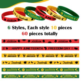 Batiyeer 60 Pcs Juneteenth Rubber Bracelets Juneteenth Day Party Favors Juneteenth Party Supply Decorations Silicone Juneteenth Wristbands for Black Freedom Day June 19th 1865 Goodie Bag Stuffers