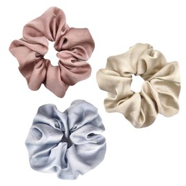 Satin Scrunchie Hair Elastic Hair Band Adult Hair Ornaments Elegant Women Girls Hair Accessories Easy Hair Arrangement Color Full (3 Piece Set of 3 Satin Embossed)