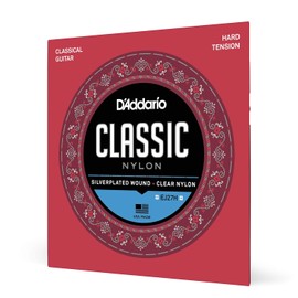 D'Addario Cuerdas de nylon para guitarra clásica Student, EJ27H, tensión dura, juego de 6 cuerdas, paquete de 1