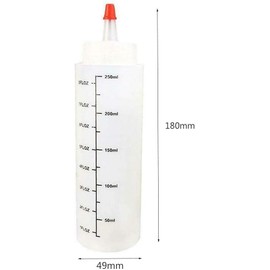 250ml/8.80Z Squeeze Condiment Bottles, Squeeze Bottles for Sauces, Small Squeezy Measuring Bottle with Nozzle,Plastic Dispensing Bottles for Ketchup Mustard BBQ Chilli Sauce Olive Oil