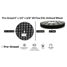 Pro-Graad EXL Unitized Wheel, Silicon Carbide, 6" Diameter x 1/2" Wide x 5/8" Arbor, 2S Fine | 15831 | (Pack of 1)