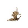 Creative Co-Op Mouse-on-Leaf Cast Metal Taper Holder, Antique Gold