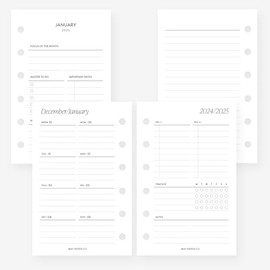 MAY PAPER CO. 2025 Pocket Weekly Planner Refill, Week on Two Page Planner Insert for Pocket Filofax and LV PM 6 ringed Agenda (Weeks with Tracker)