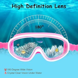 Kids Swimming Goggles - Children Waterproof Anti-Fog Anti-UV Wide View Swimming Goggles for Kids 3-15 （1 Blue）