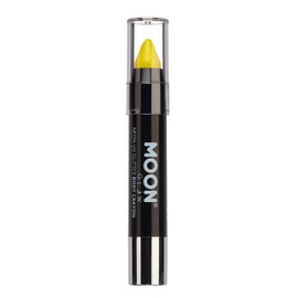 Moon Glow - Neon UV Glitter Face Paint Stick / Body Crayon makeup for the Face & Body - Yellow - Glows brightly under UV lighting