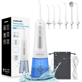 INSMART Zahnseide für Zähne, kabellos, elektrischer Wasser-Zahnstocher, tragbare Munddusche, 270 ml, Wasserstrahl-Zahnreiniger, sanft zum Zahnfleisch, entfernt Plaque und Lebensmittelpartikel