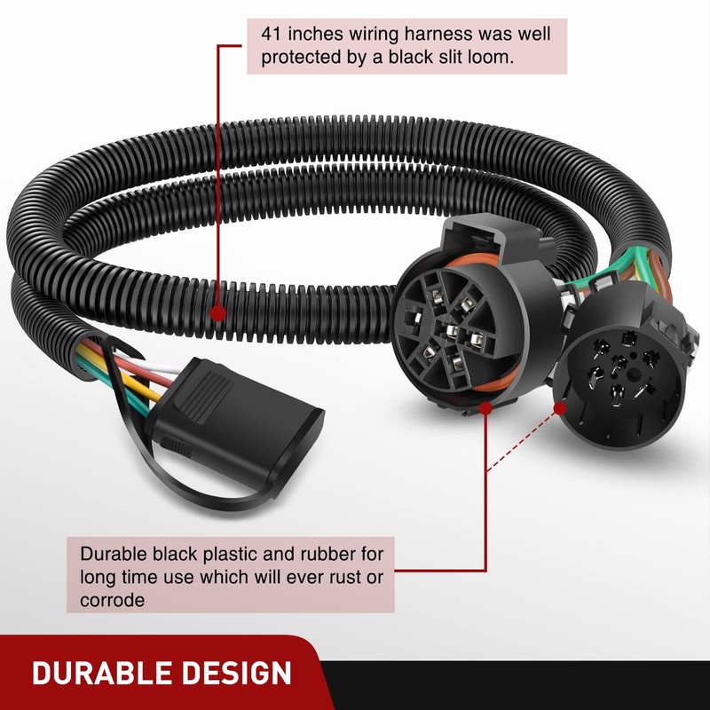 Nilight USCAR 7 Pin to 4-Pin Trailer Wiring Harness Standard