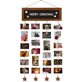 CJIAWYS Picture Frames Collage Wall Decor Photo Collage Frame Hanging Photo Display, Felt Letter Board with 340 Letters and 30 Clips, Unique Rustic DIY Photo Frames for Family Best Friends