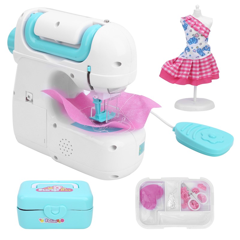 Kids Sewing Machine Toy Kit Portable W/Model Tape Scissor Threader