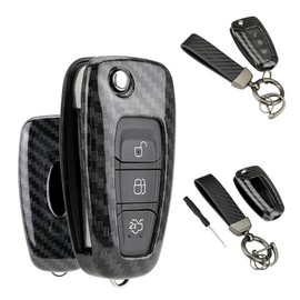 ABS Carbon Fiber Car Key Cover For Ford Transit Custom Connect Van Focus MK3 Fiesta Grand C-Max S-Max Kuga Mondeo Galaxy For Ford Focus Key Shell with Keychain Screwdriver