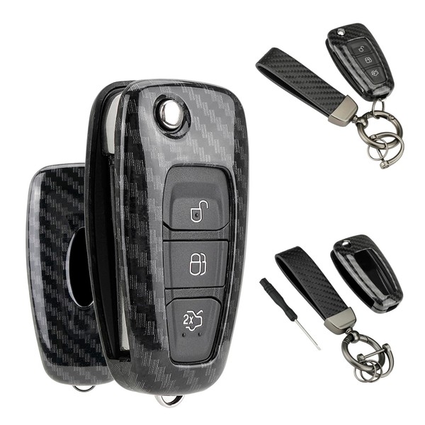 ABS Carbon Fiber Car Key Cover For Ford Transit Custom