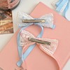 Ribbon Hair Accessory Set of 2 Ribbon Barrettes Fashionable Pink