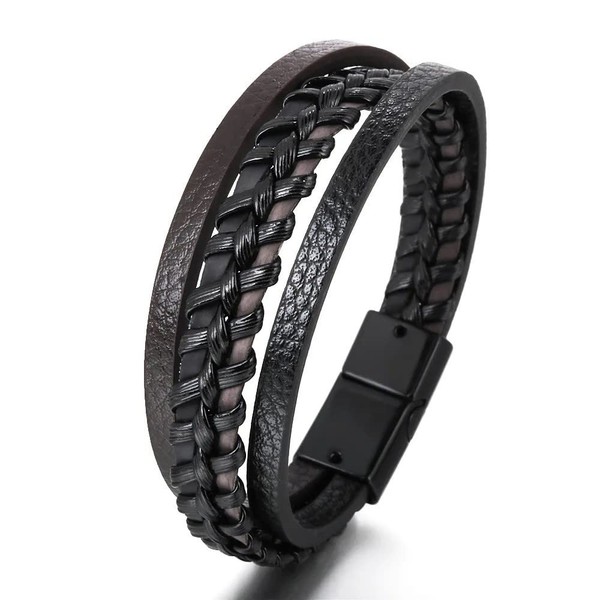 SUS ATTIRE Premium Quality Men's Leather Bracelets in Black and