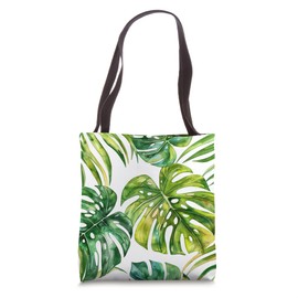 Tropical Leaves Monstera Leaf Botanical Tote Bag