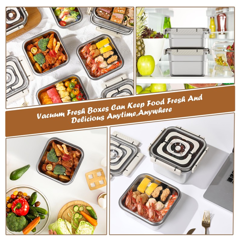 Stainless Steel Vacuum Food Storage Container with Handle- 1250ml/44oz