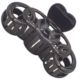 Topkids Accessories 9cm Black or Brown Hair Claw Clamp Detailed Hair Claw Clamp for Women and Girls Thick Hair Claw Hair Clips for Women (Black Connected Circles)